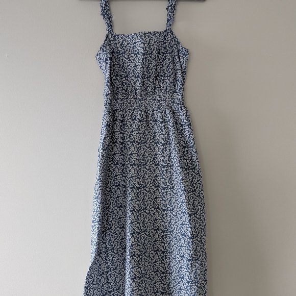 UpWest Linen Cotton Blue White Floral Maxi Dress - Women's Small - Picture 4 of 11